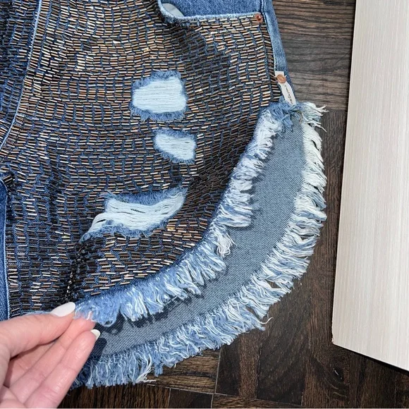One Teaspoon Gold Mine Frankies Long Length Denim Shorts